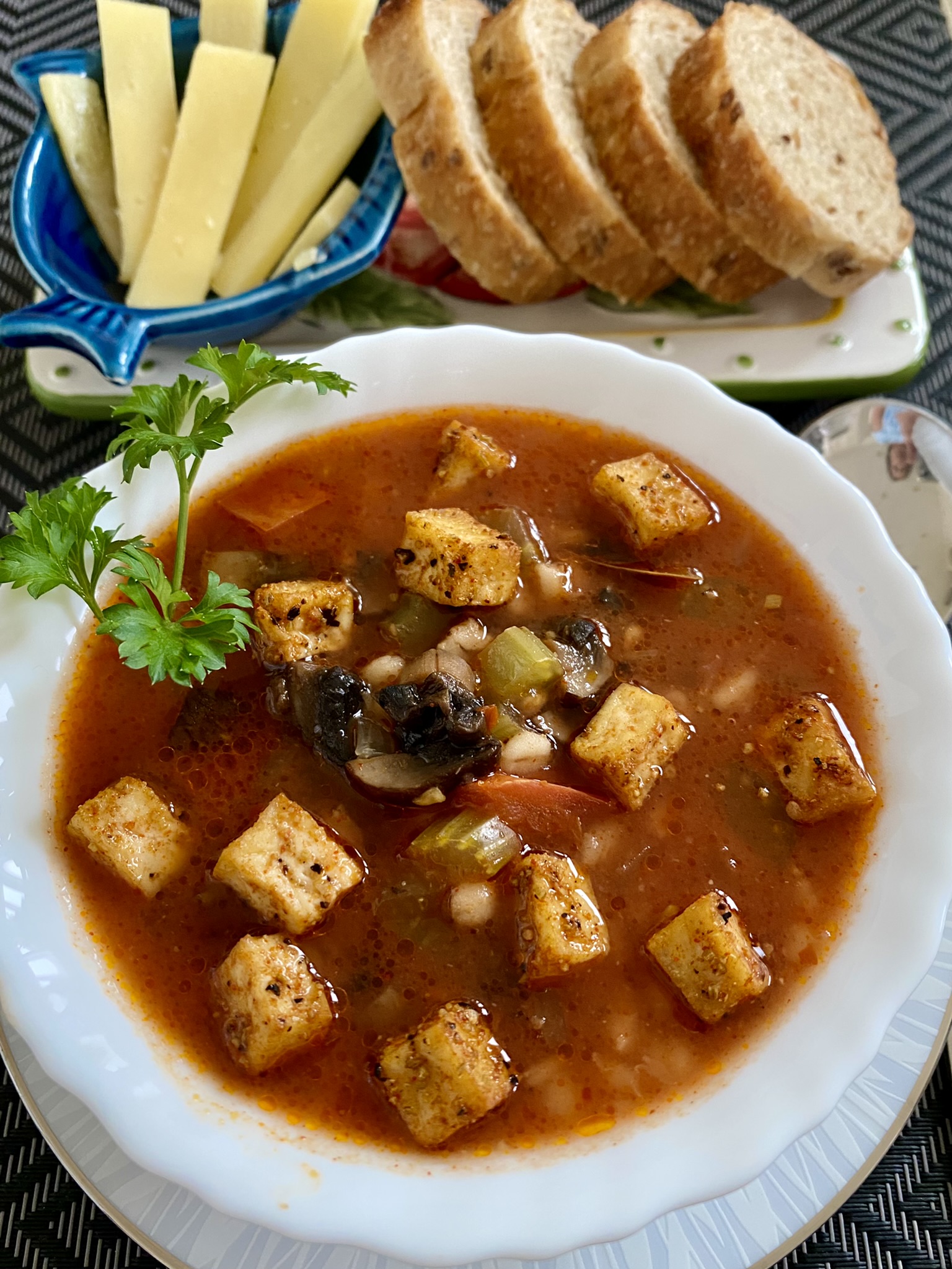 Mushrooms and Barley - In a Simple Tomato Broth - The Culinary Heart