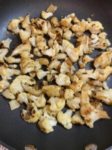 browning cauliflower in pan